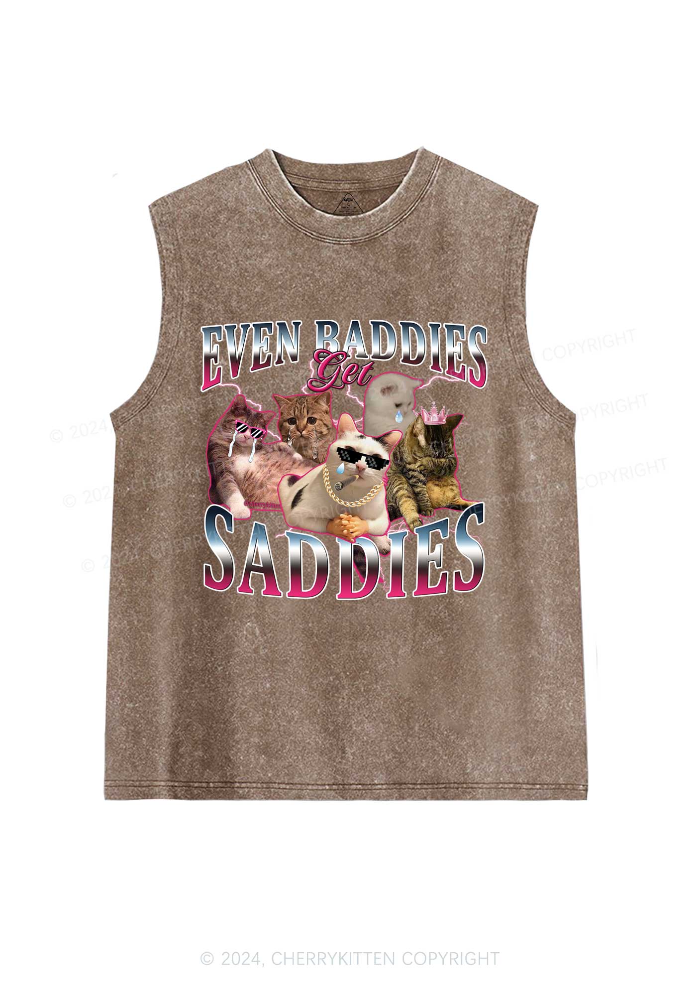 Five Baddie Cats Y2K Washed Tank Cherrykitten