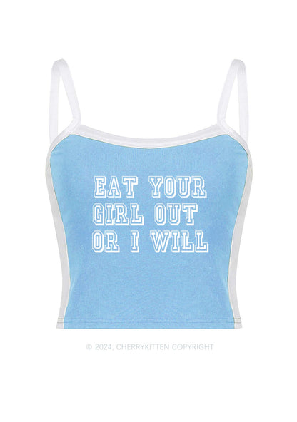 Eat Your Girl Out Y2K Color Block Crop Cami Top Cherrykitten