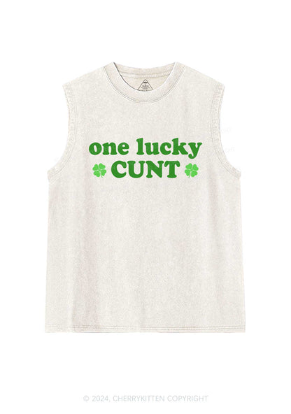 One Lucky Cxxt St Patricks Y2K Washed Tank Cherrykitten