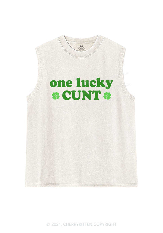 One Lucky Cxxt St Patricks Y2K Washed Tank Cherrykitten