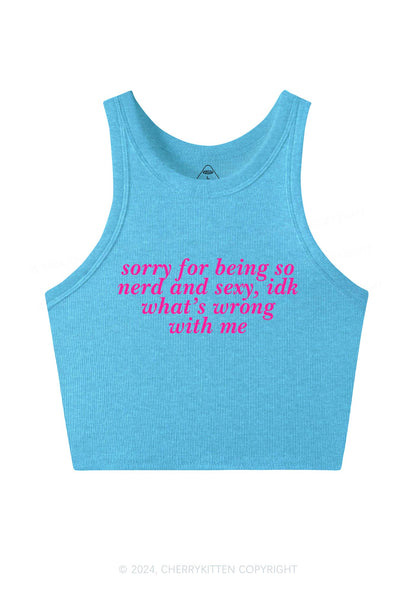 Sorry For Being So Nerd Y2K Crop Tank Top Cherrykitten