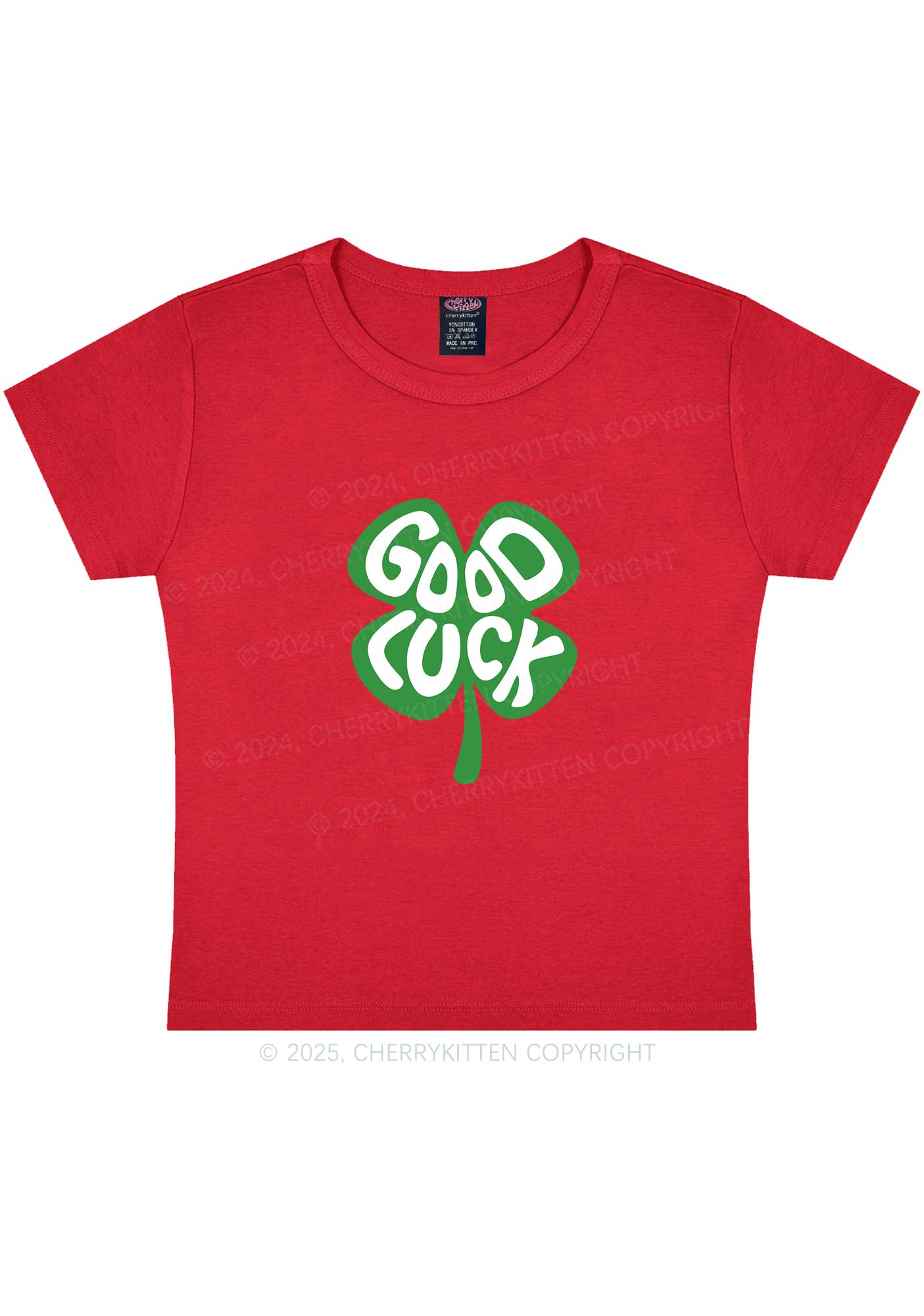 Good Luck St Patricks Y2K Baby Tee Cherrykitten