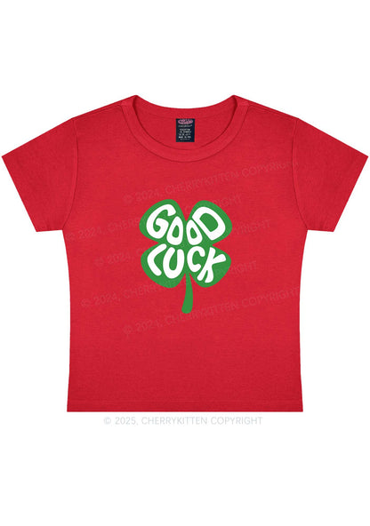 Good Luck St Patricks Y2K Baby Tee Cherrykitten