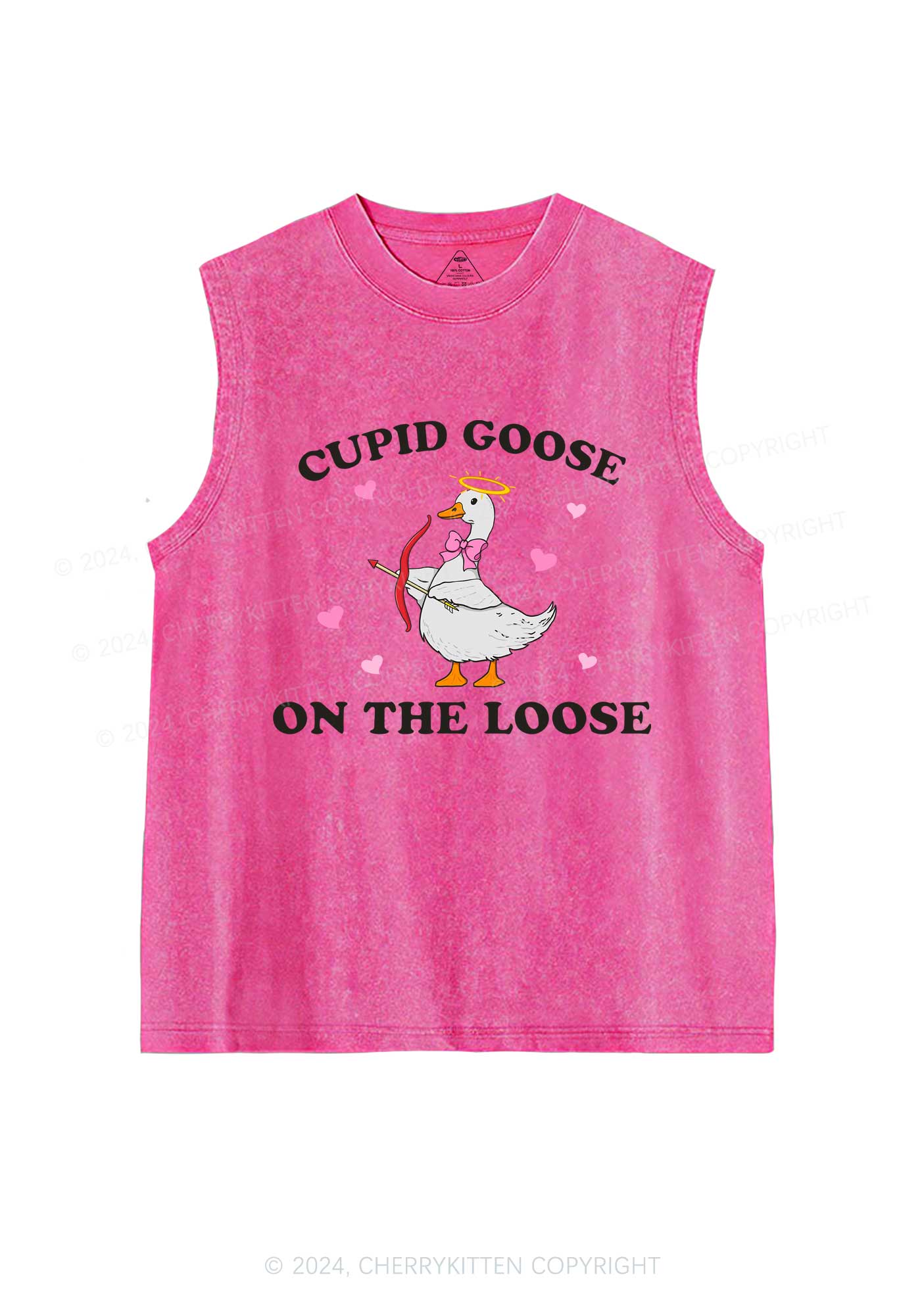 Cupid Goose Y2K Valentine's Day Washed Tank Cherrykitten