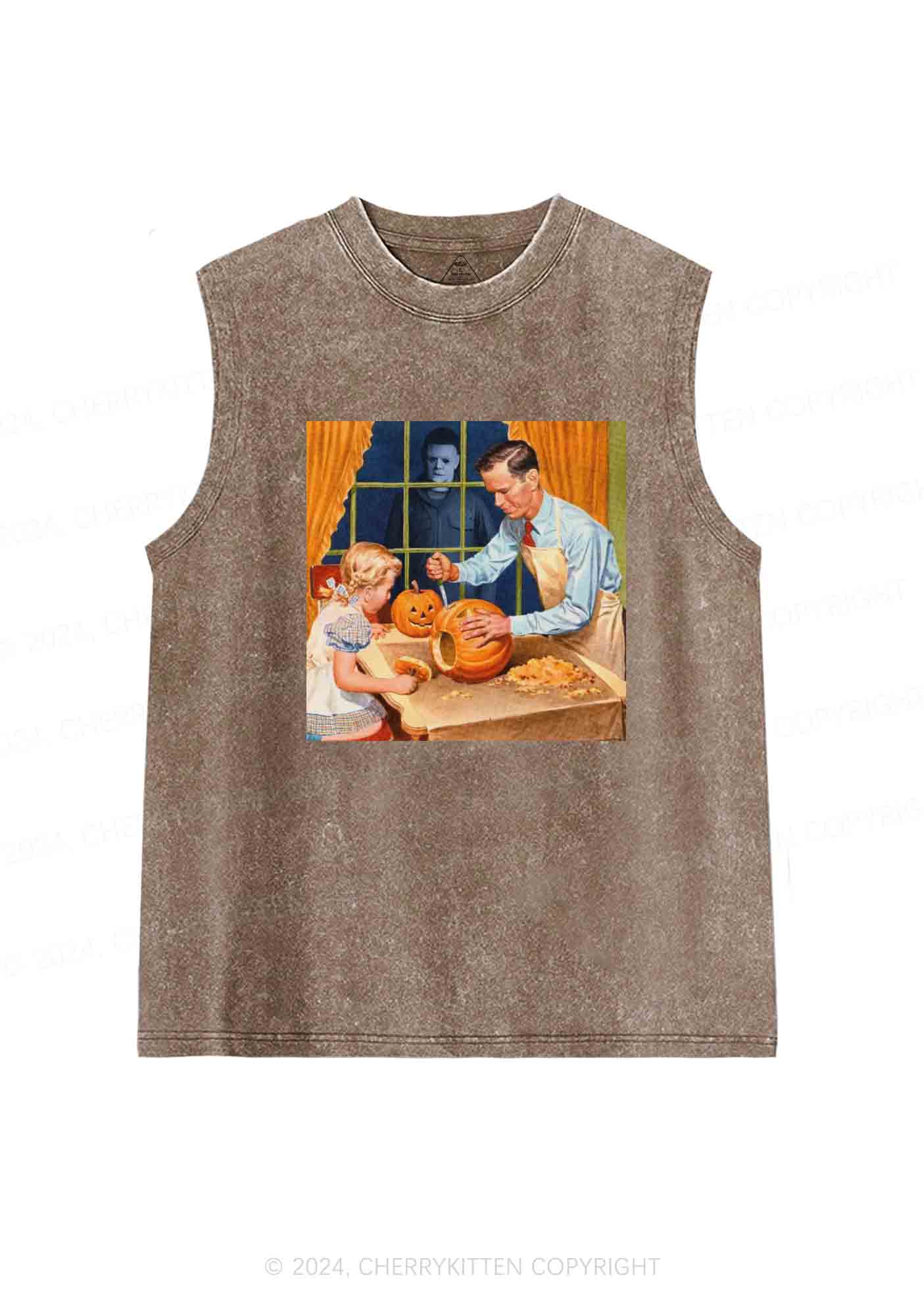 Halloween Cooking Pumpkin Y2K Washed Tank Cherrykitten