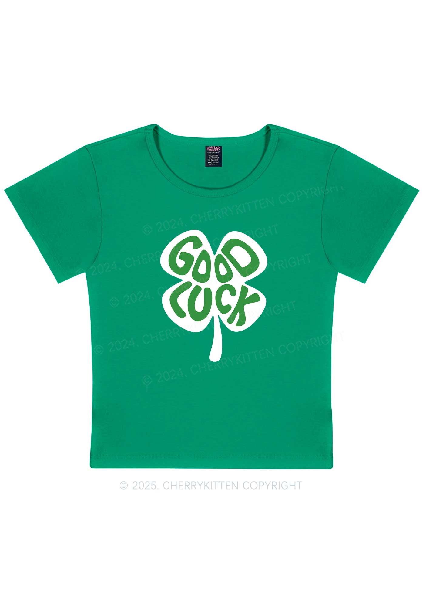 Good Luck St Patricks Y2K Baby Tee Cherrykitten