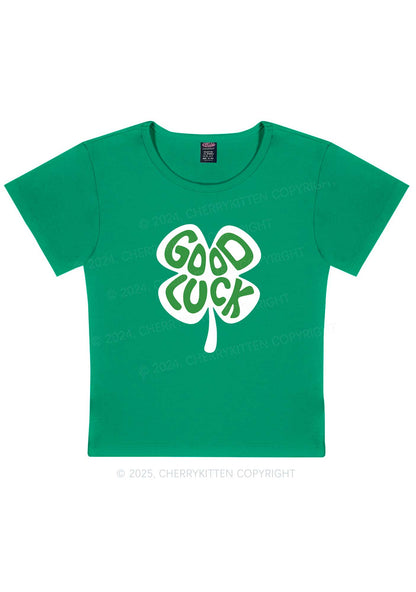 Good Luck St Patricks Y2K Baby Tee Cherrykitten