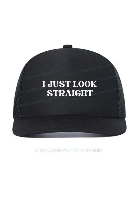 I Just Look Straight Y2K Trucker Mesh Hat Cherrykitten