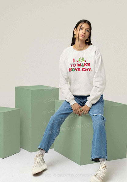 Love To Make Boys Cry Christmas Y2K Sweatshirt Cherrykitten