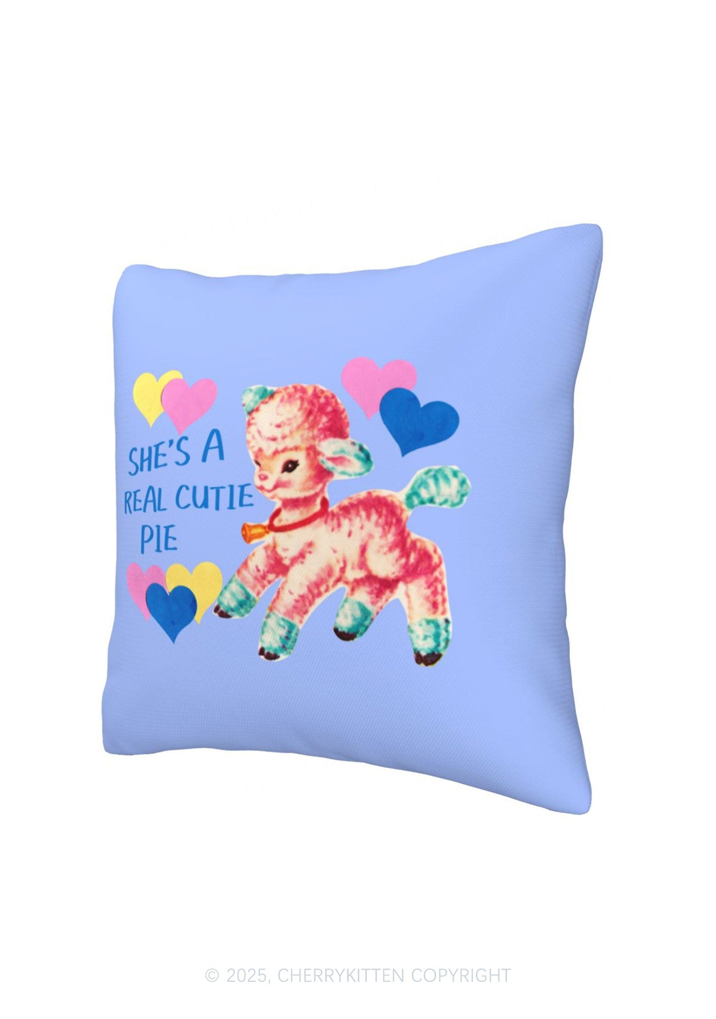 She's A Real Cutie Pie Y2K Throw Pillow Cover Cherrykitten