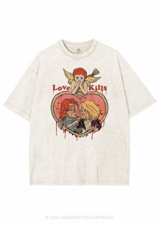 Halloween Love Kills Y2K Washed Tee Cherrykitten