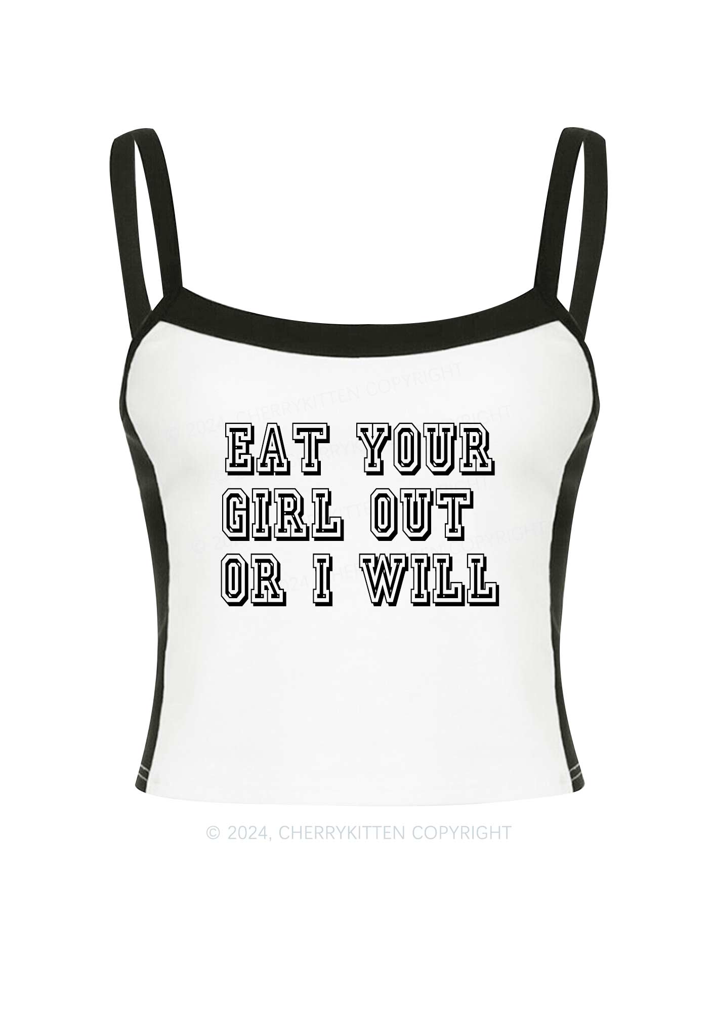 Eat Your Girl Out Y2K Color Block Crop Cami Top Cherrykitten