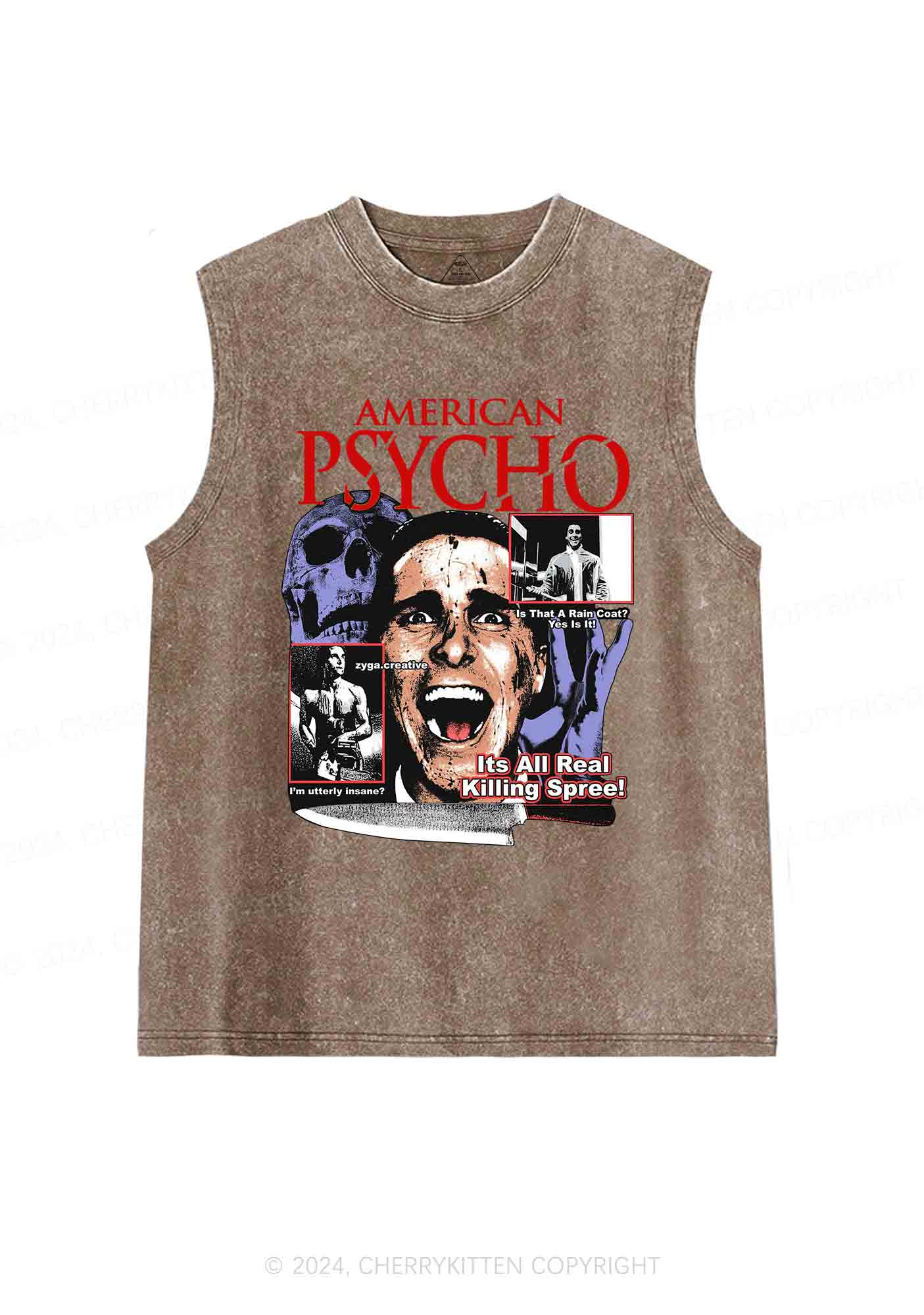 Halloween American Psycho Y2K Washed Tank Cherrykitten