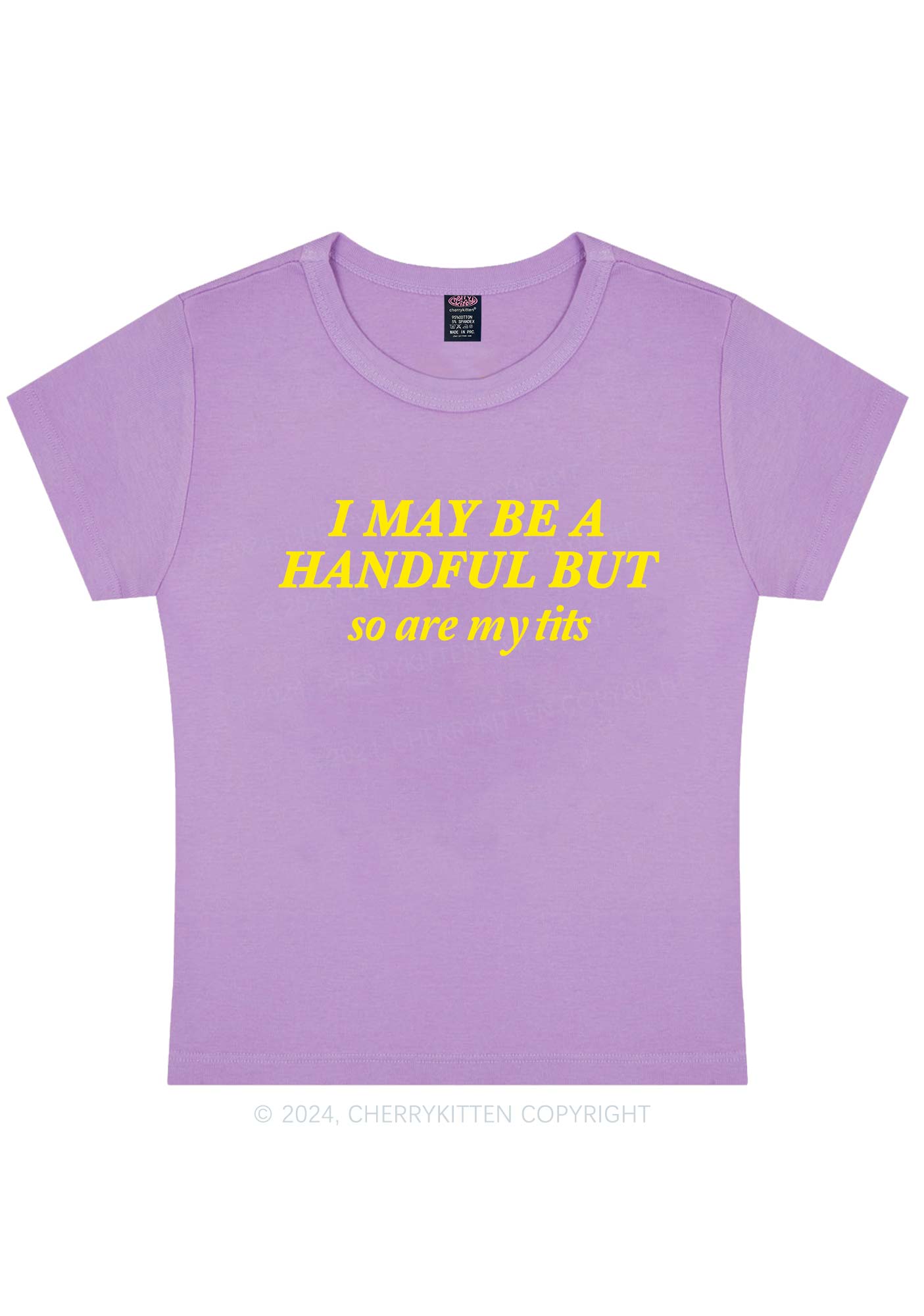 Curvy I May Be A Handful Y2K Baby Tee Cherrykitten