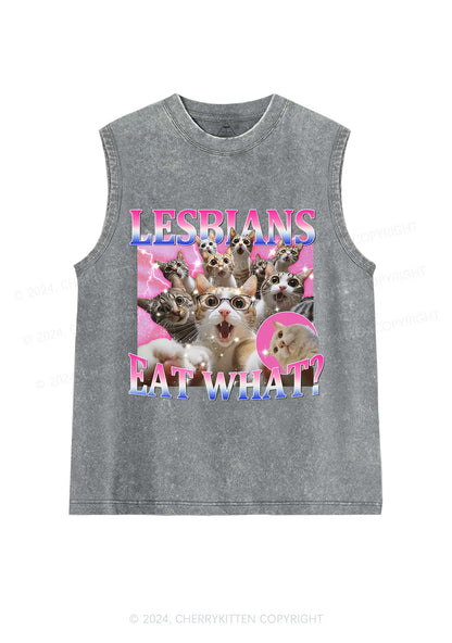 Lesbians Eat What Cat Y2K Washed Tank Cherrykitten