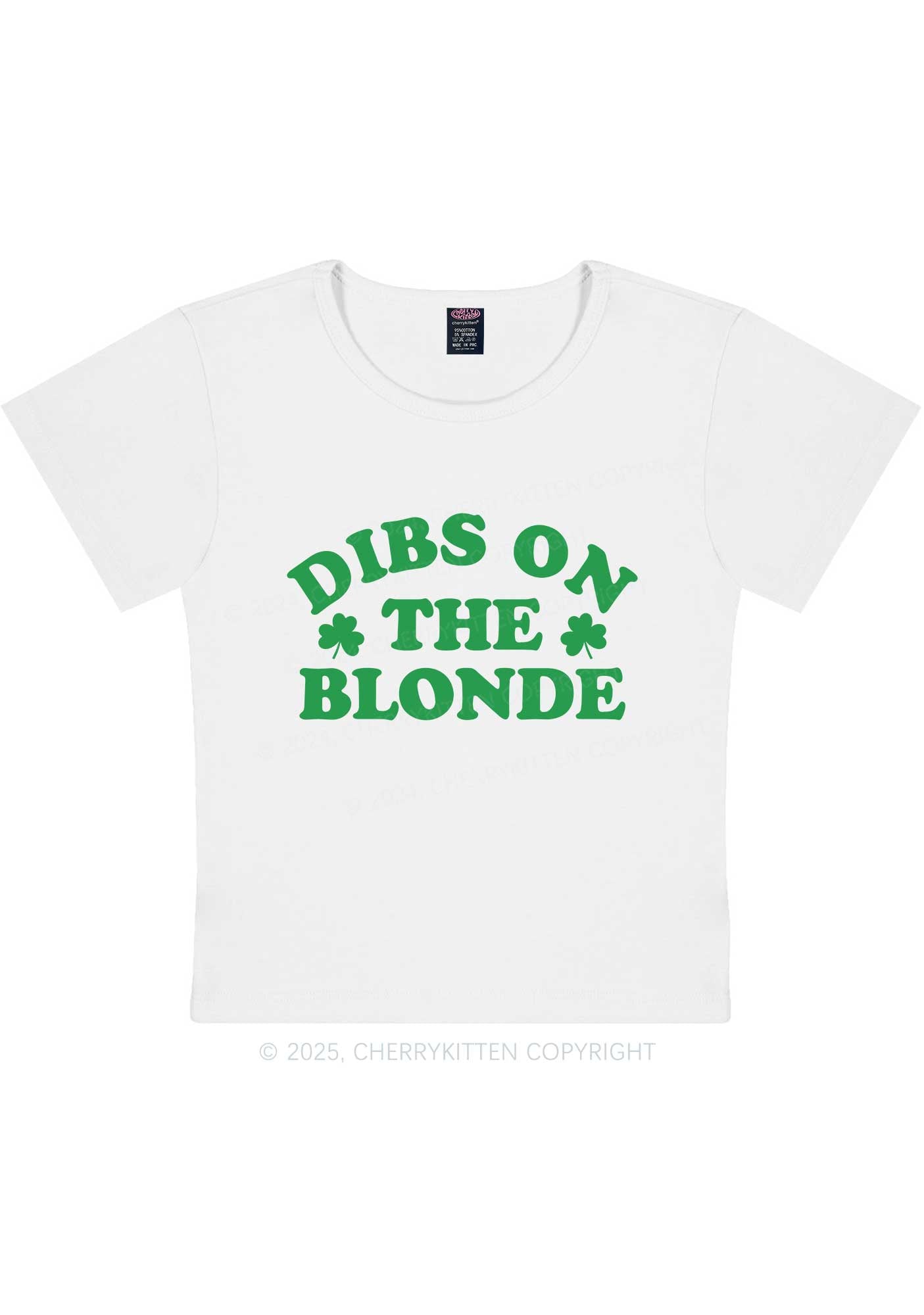 Dibs On The Blonde St Patricks Y2K Baby Tee Cherrykitten