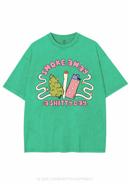 Smoke Away A Shixxy Day Y2K Washed Tee Cherrykitten