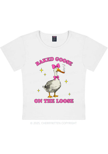 Baked Goose On The Loose Y2K Baby Tee Cherrykitten