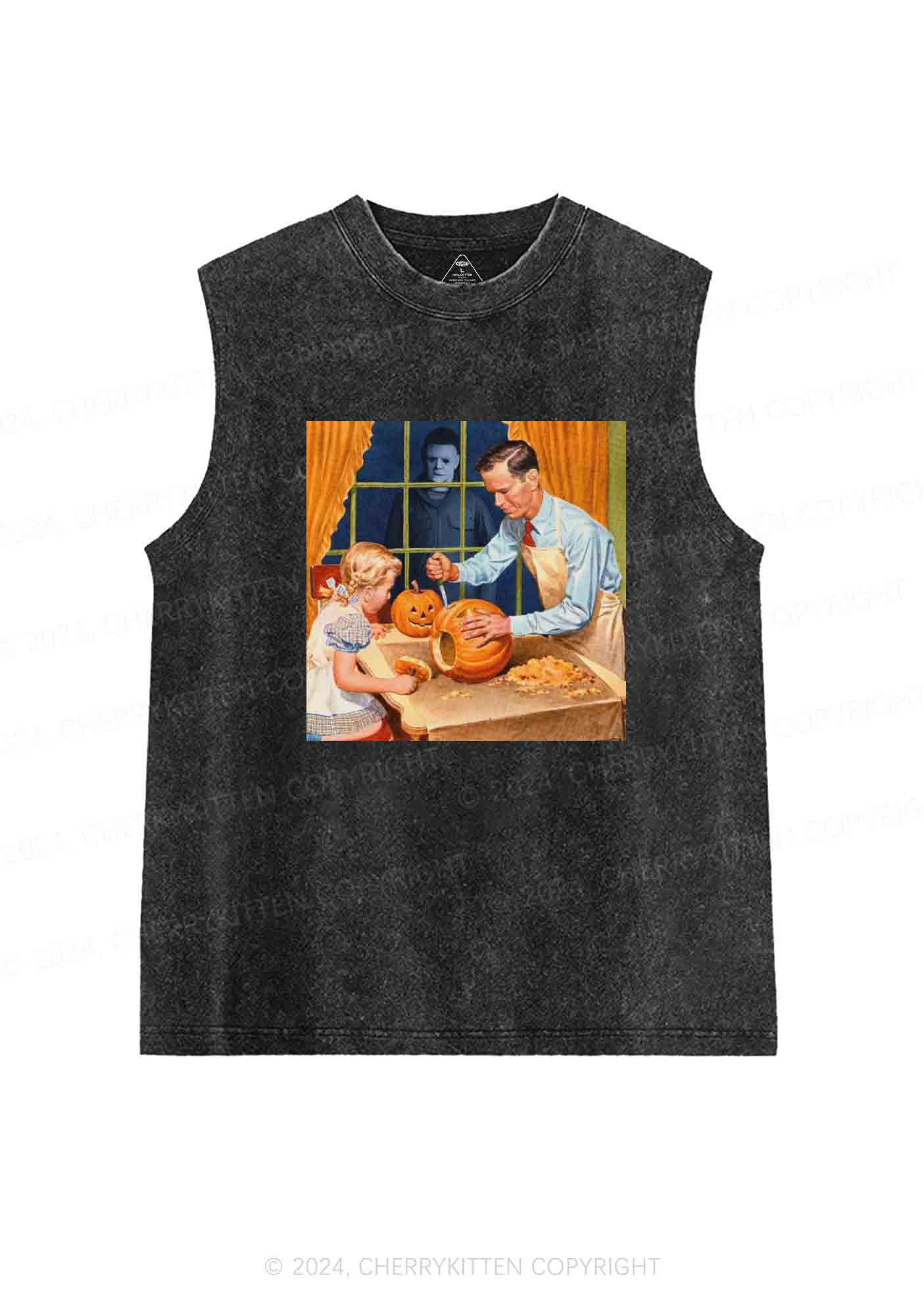 Halloween Cooking Pumpkin Y2K Washed Tank Cherrykitten