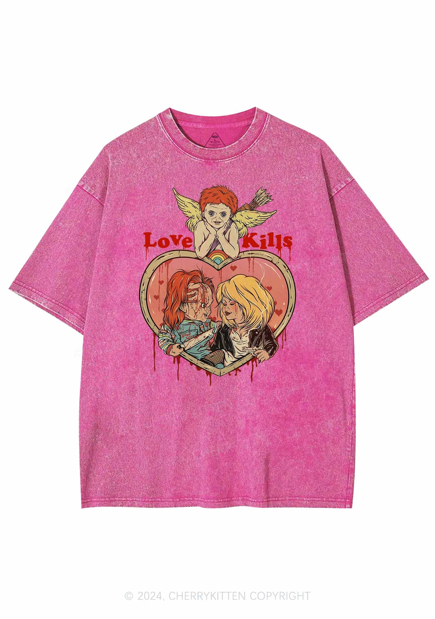 Halloween Love Kills Y2K Washed Tee Cherrykitten