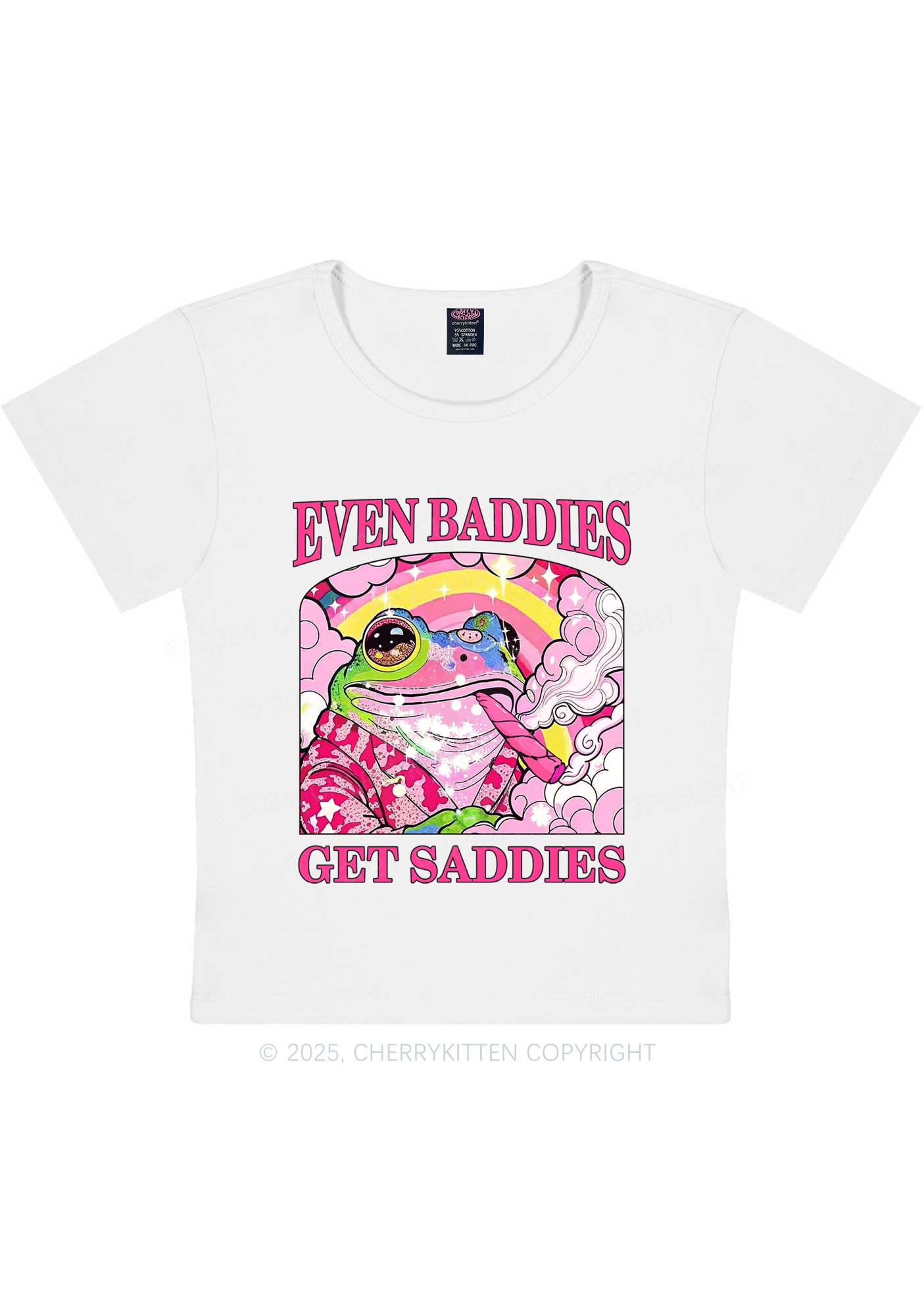 Baddies Smoking Frog Y2K Baby Tee Cherrykitten