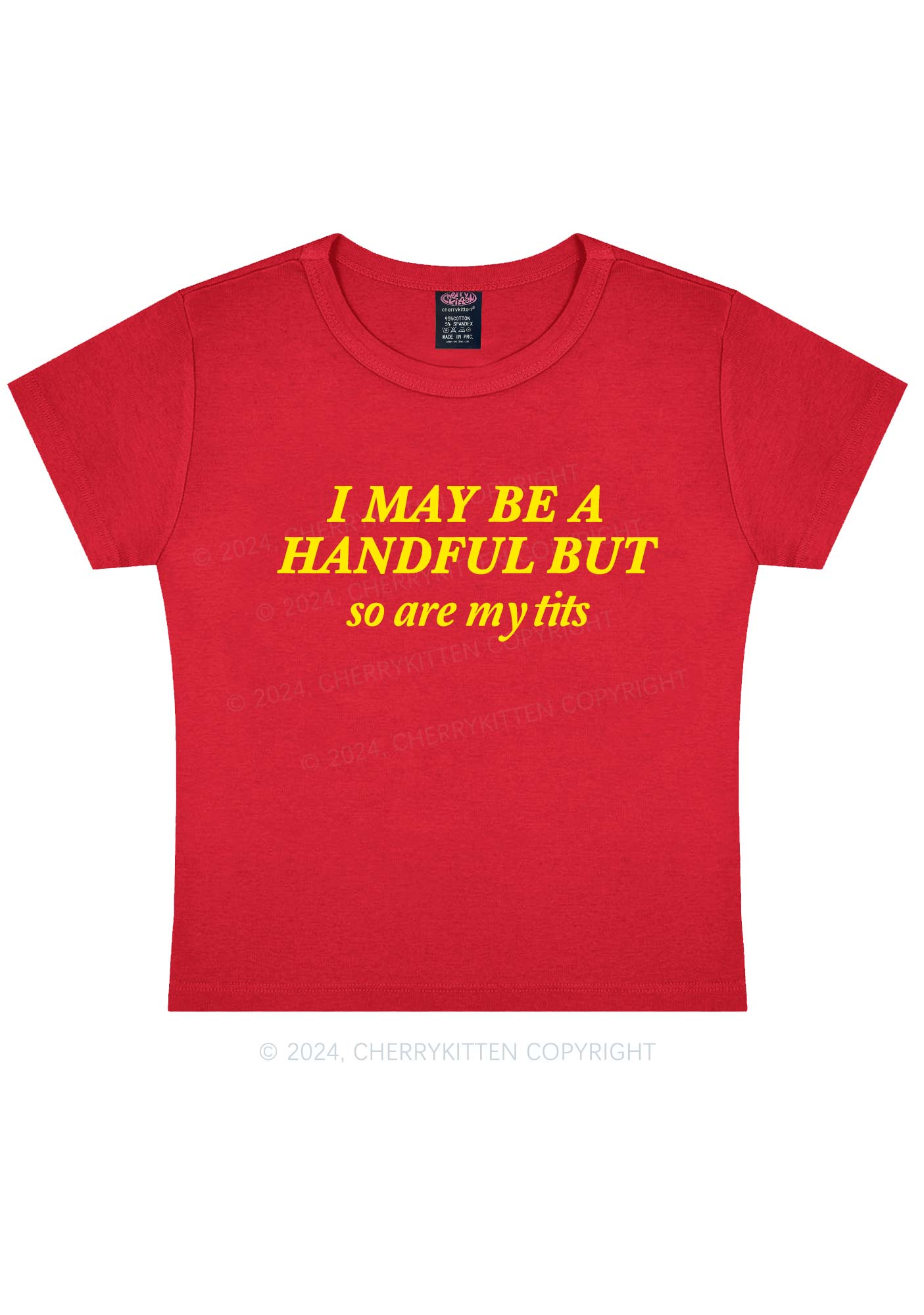 I May Be A Handful Y2K Baby Tee Cherrykitten