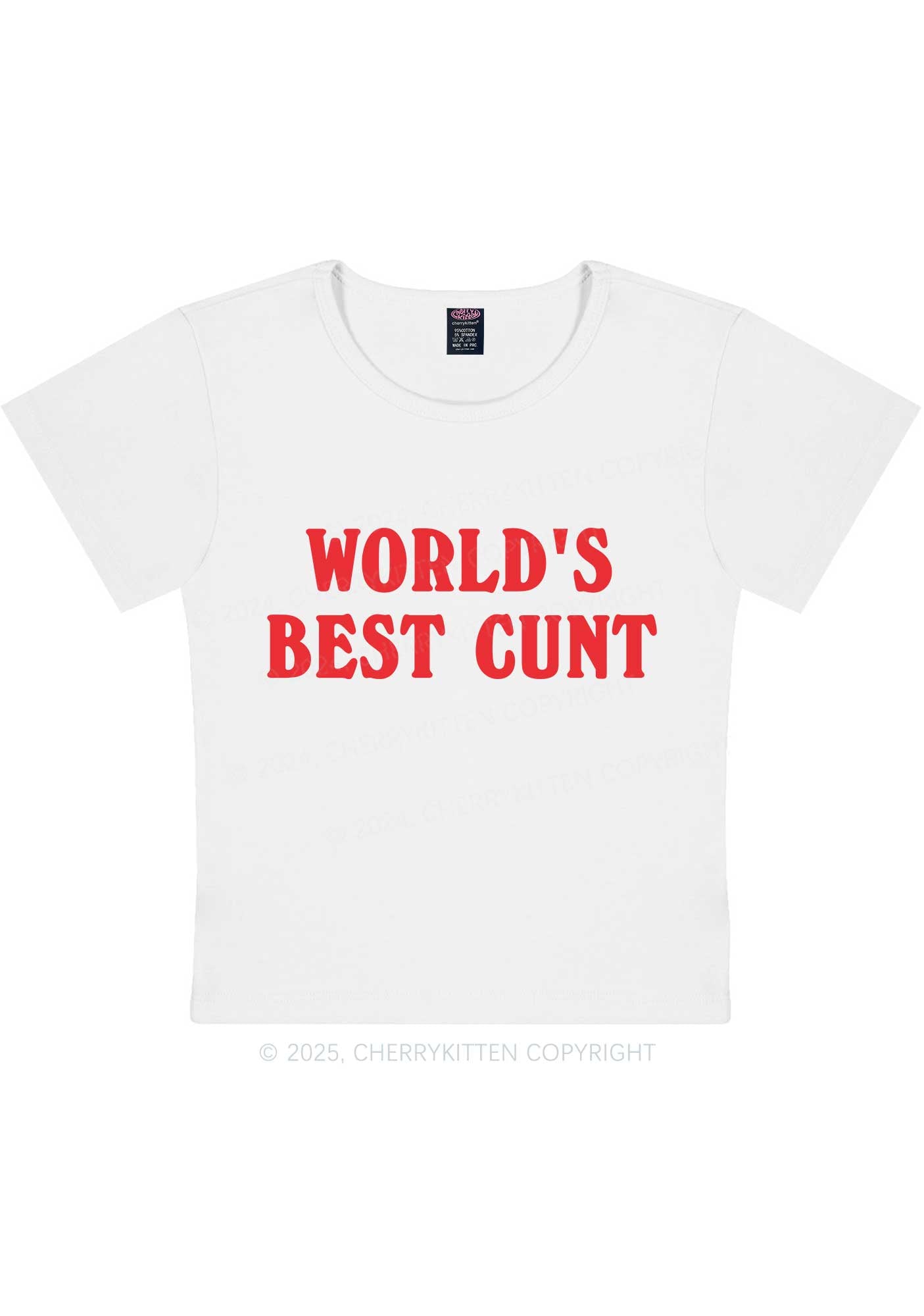 Worlds Best Cxxt Y2K Baby Tee Cherrykitten