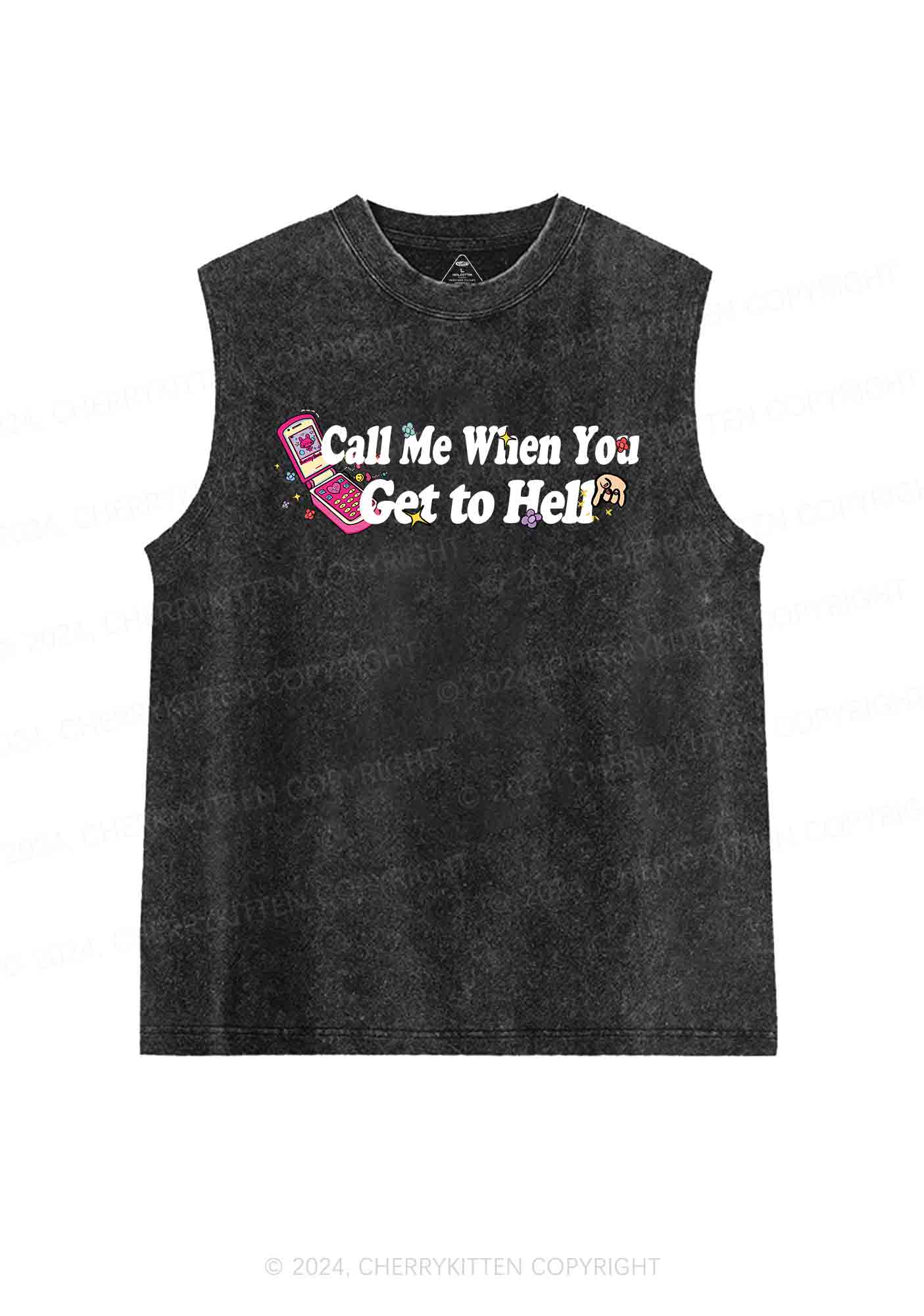 Call Me When You Get To Hell Y2K Washed Tank Cherrykitten