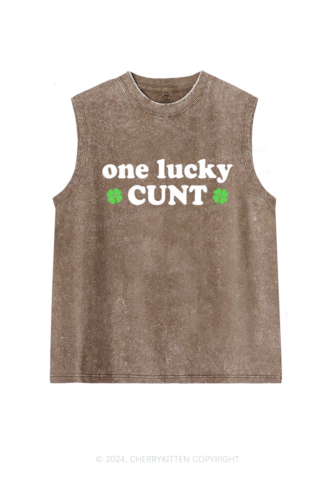 One Lucky Cxxt St Patricks Y2K Washed Tank Cherrykitten