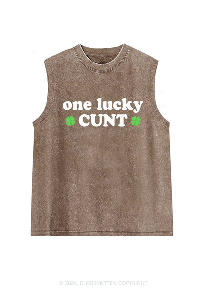 One Lucky Cxxt St Patricks Y2K Washed Tank Cherrykitten