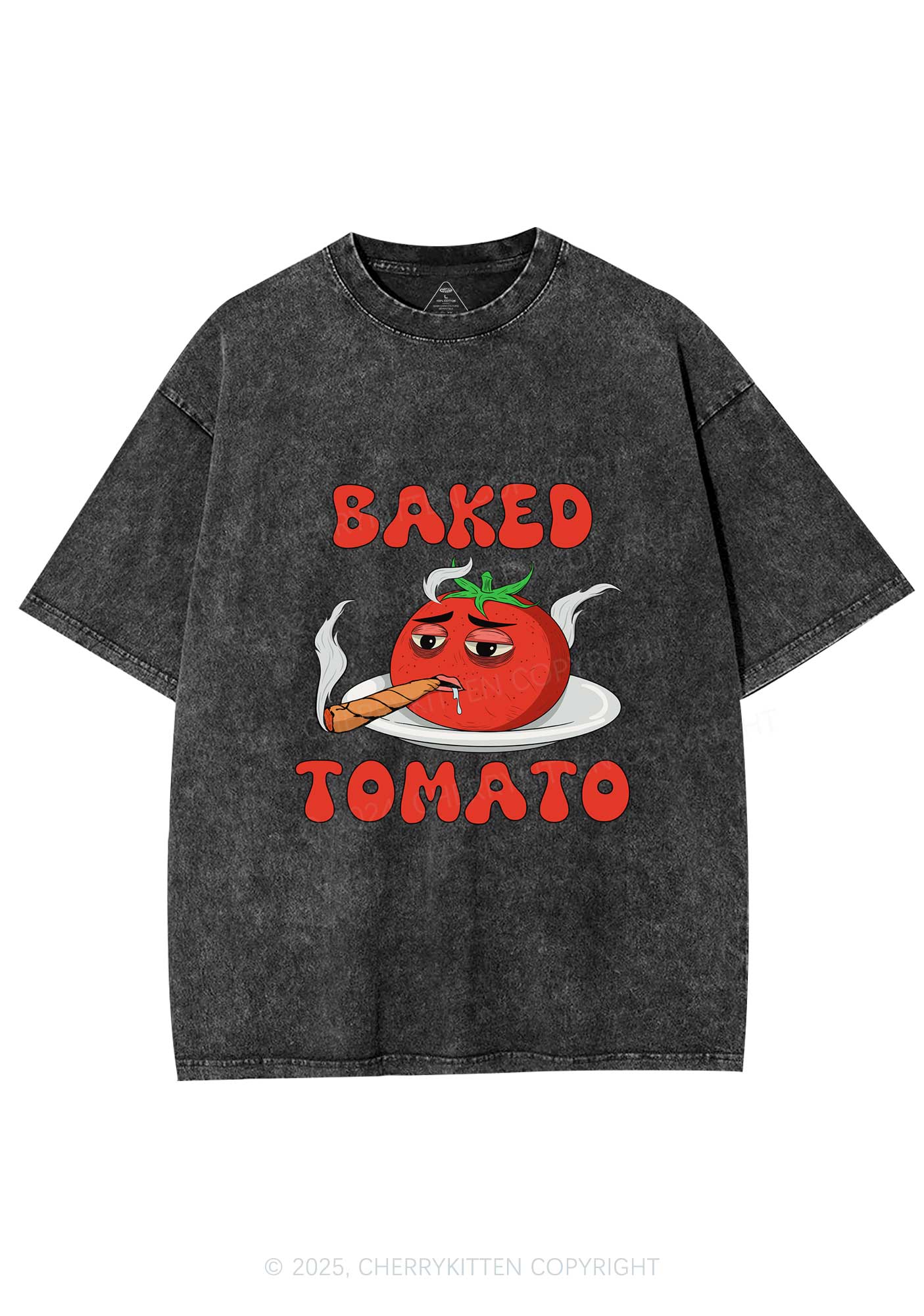 Baked Tomato Y2K Washed Tee Cherrykitten