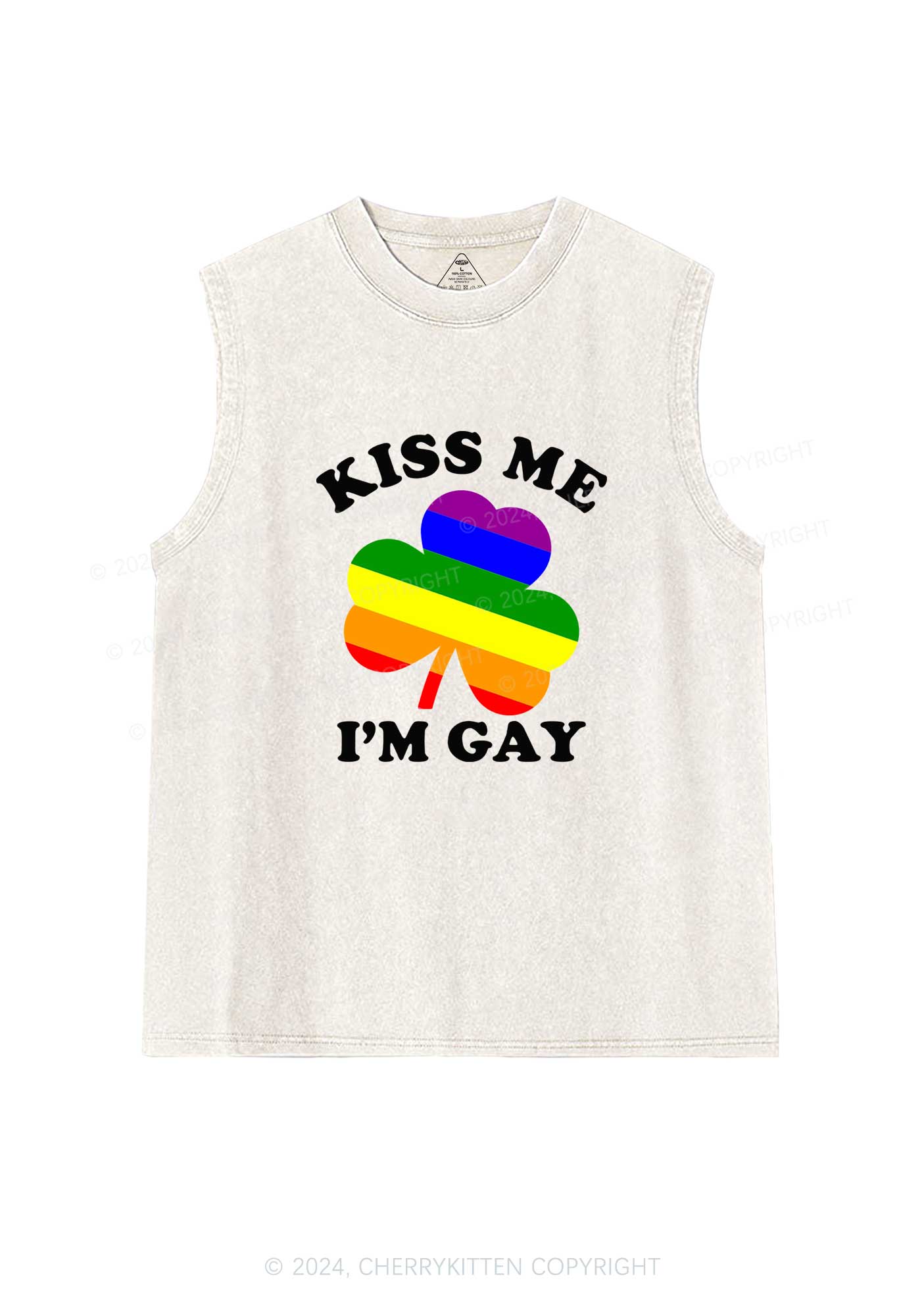 Kiss Me Im Gay St Patricks Y2K Washed Tank Cherrykitten