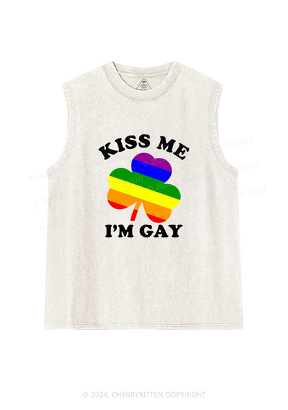 Kiss Me Im Gay St Patricks Y2K Washed Tank Cherrykitten