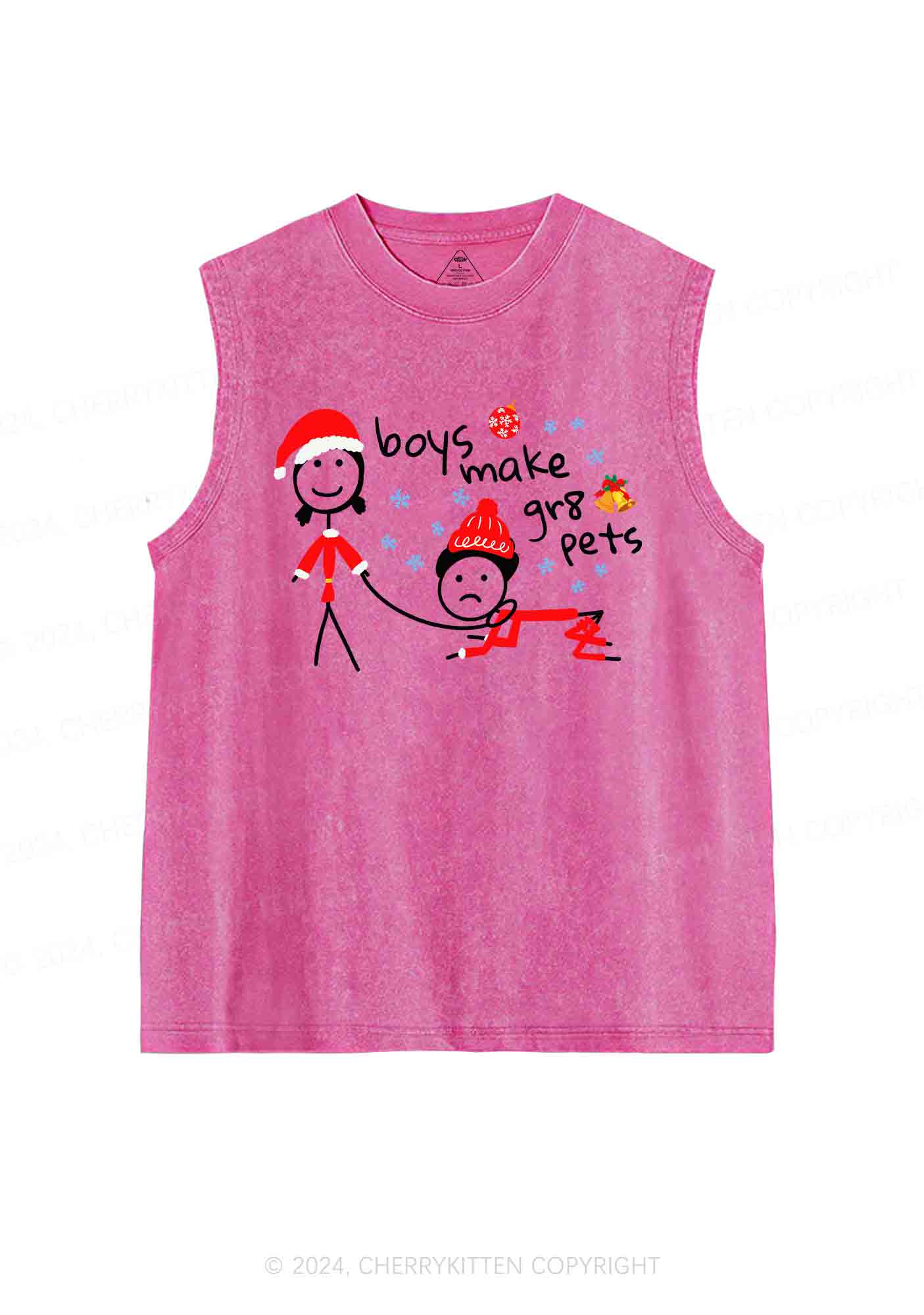 Christmas Boys Make Gr8 Pets Y2K Washed Tank Cherrykitten