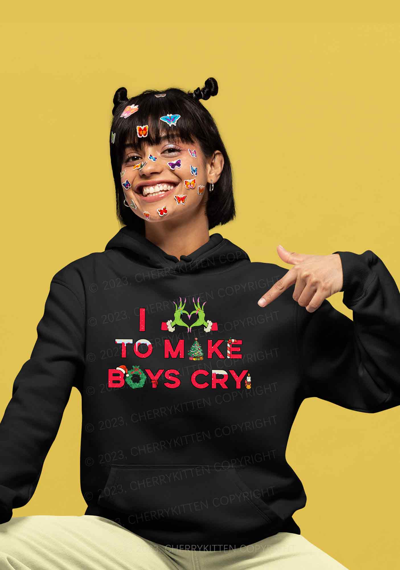 Love To Make Boys Cry Christmas Y2K Hoodie Cherrykitten