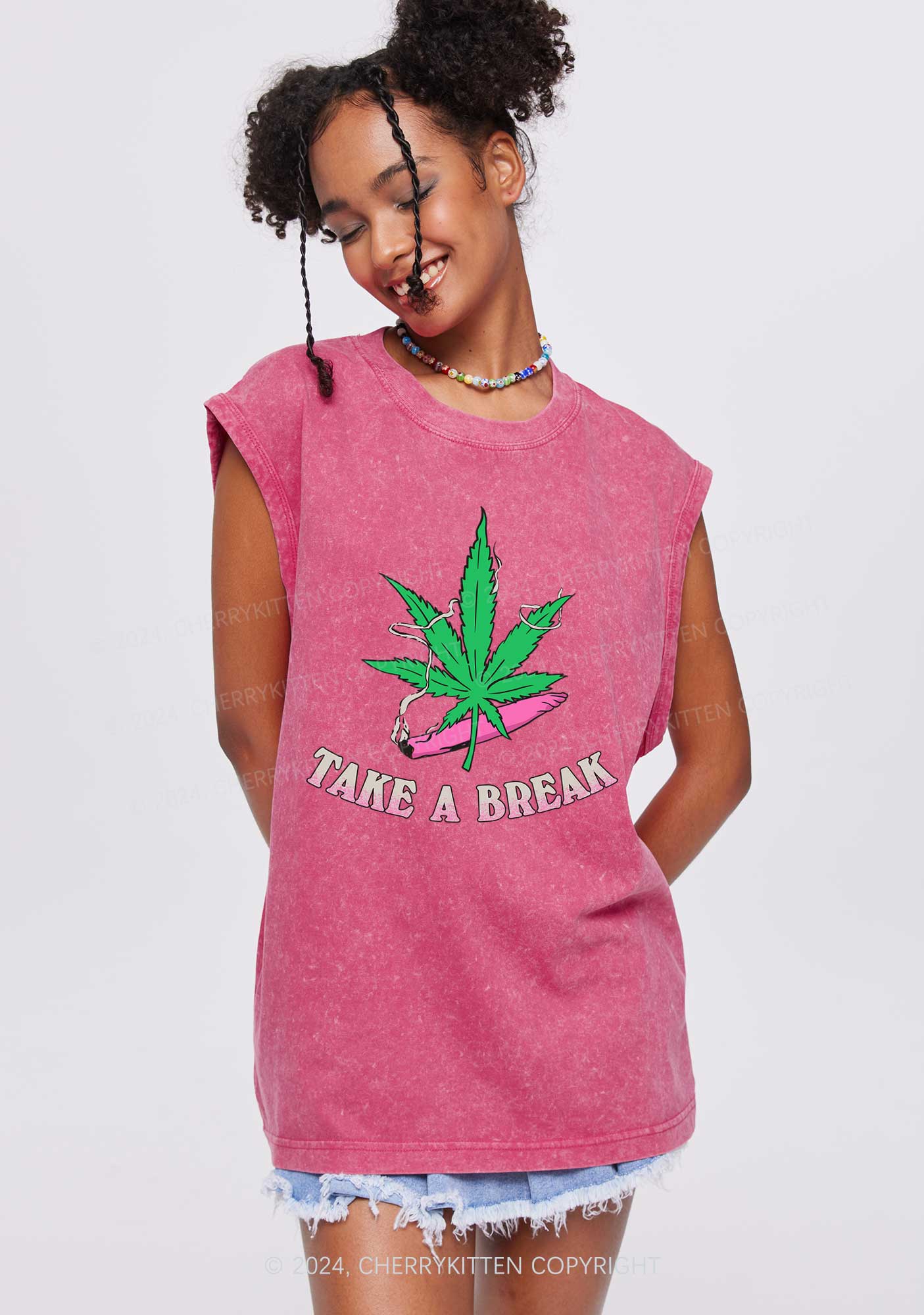 Take A Break Y2K Washed Tank Cherrykitten