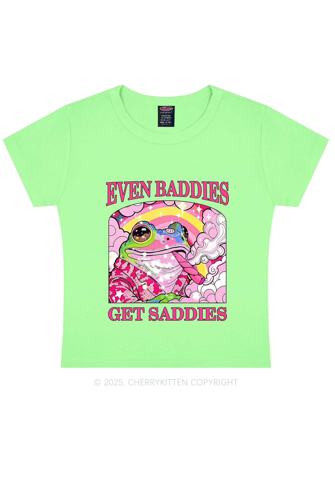 Baddies Smoking Frog Y2K Baby Tee Cherrykitten