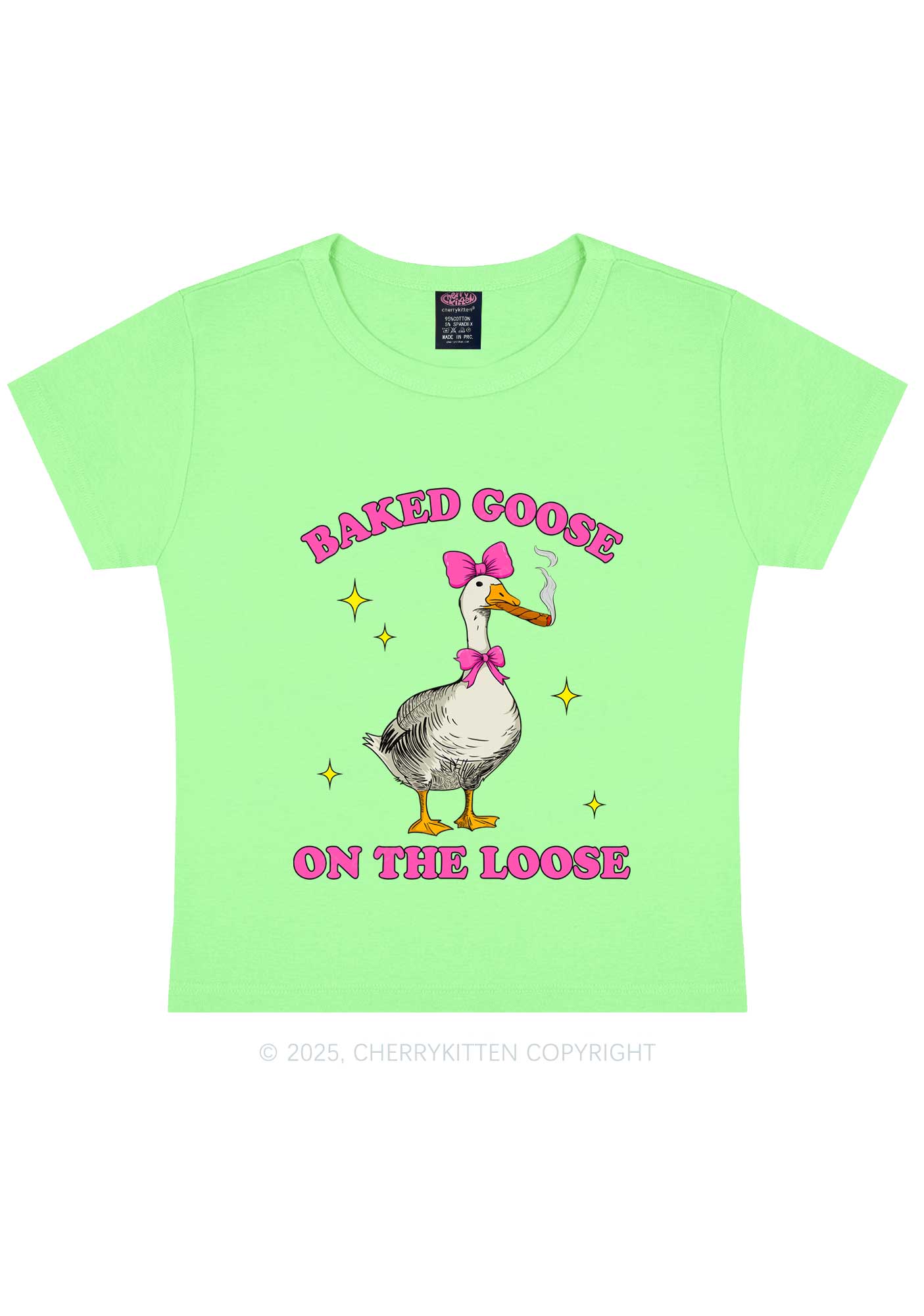 Baked Goose On The Loose Y2K Baby Tee Cherrykitten