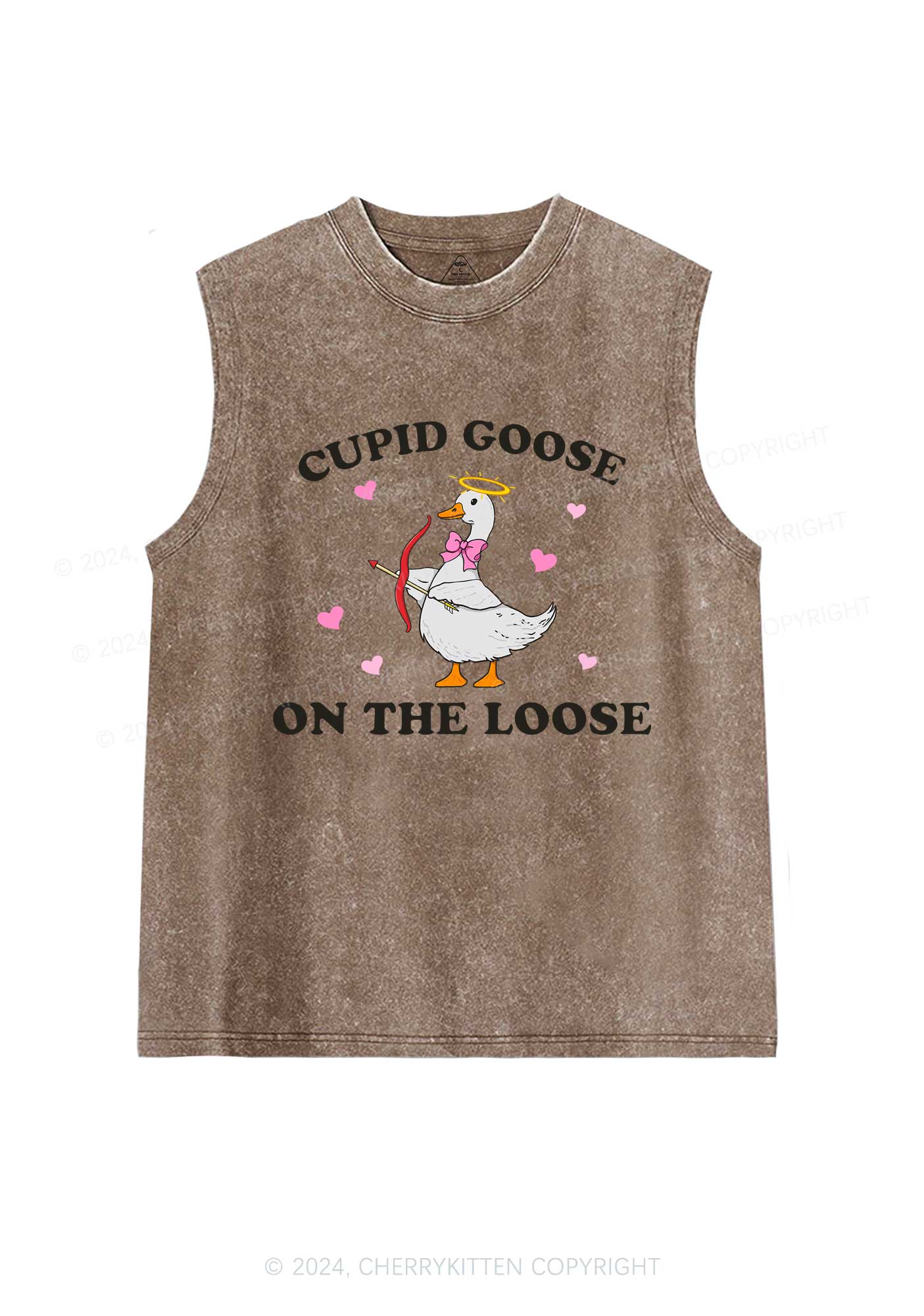 Cupid Goose Y2K Valentine's Day Washed Tank Cherrykitten