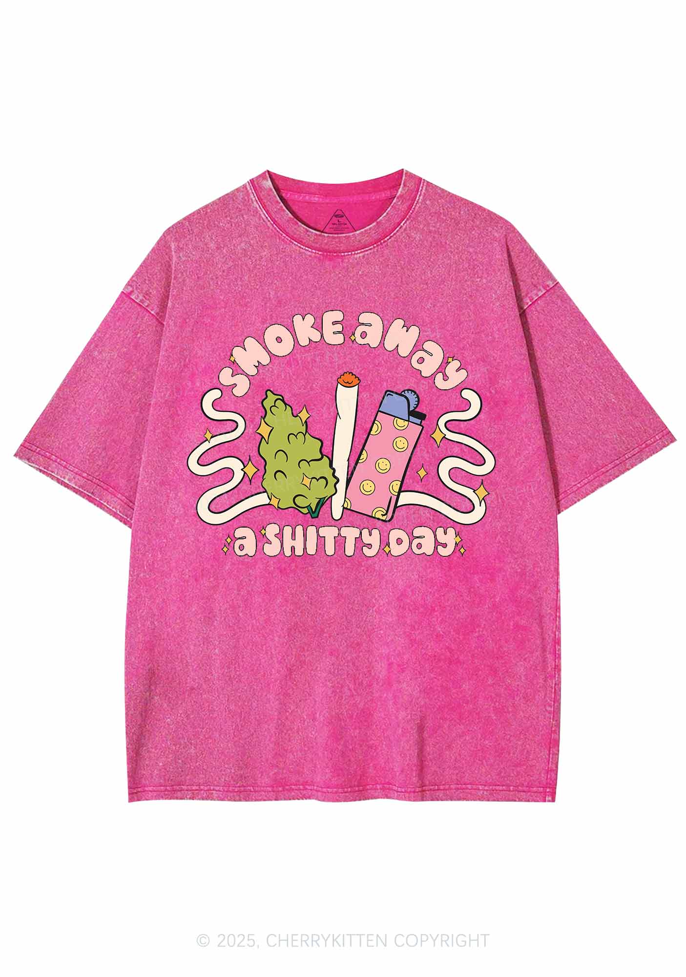 Smoke Away A Shixxy Day Y2K Washed Tee Cherrykitten