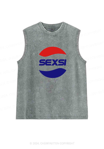 Red Blue Sexsi Y2K Washed Tank Cherrykitten