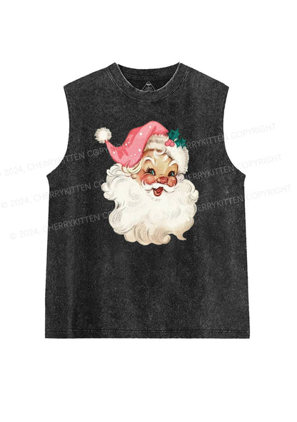 Christmas Pink Santa Y2K Washed Tank Cherrykitten