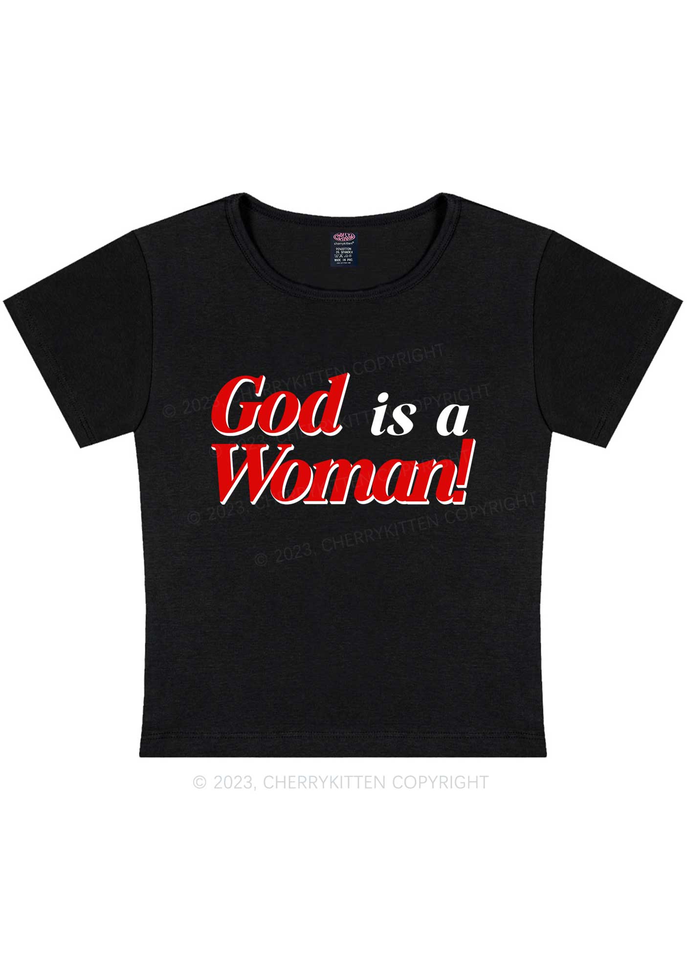 God Is A Woman Y2K Baby Tee Cherrykitten