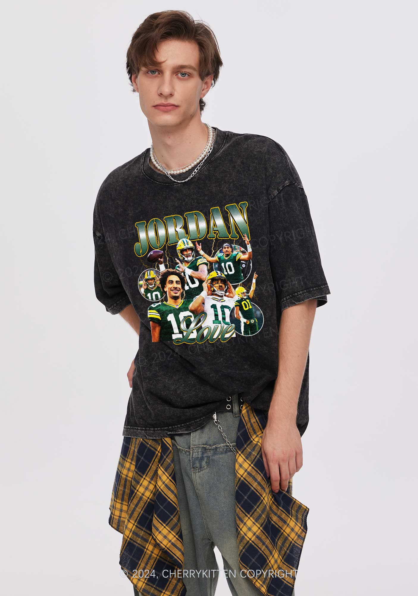 Green Love Y2K Super Bowl Washed Tee Cherrykitten