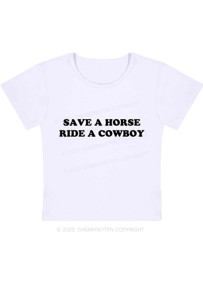 Curvy Save A Horse Y2K Baby Tee Cherrykitten