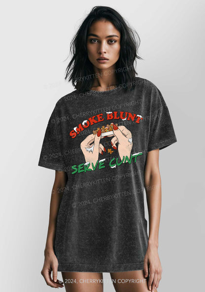 Christmas Smoke Blunt Y2K Washed Tee Cherrykitten