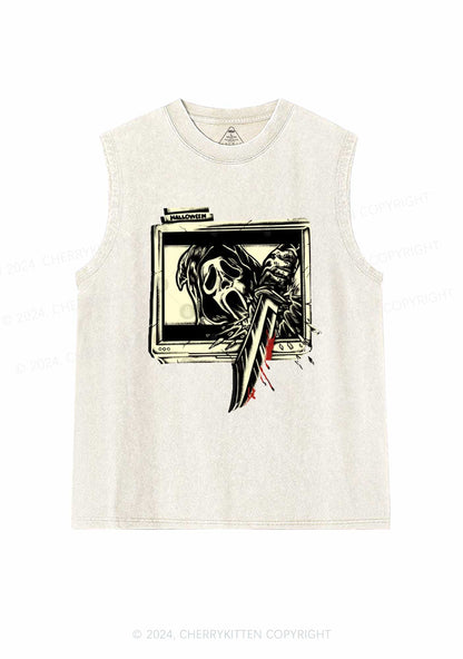 Halloween Horror Killer Y2K Washed Tank Cherrykitten