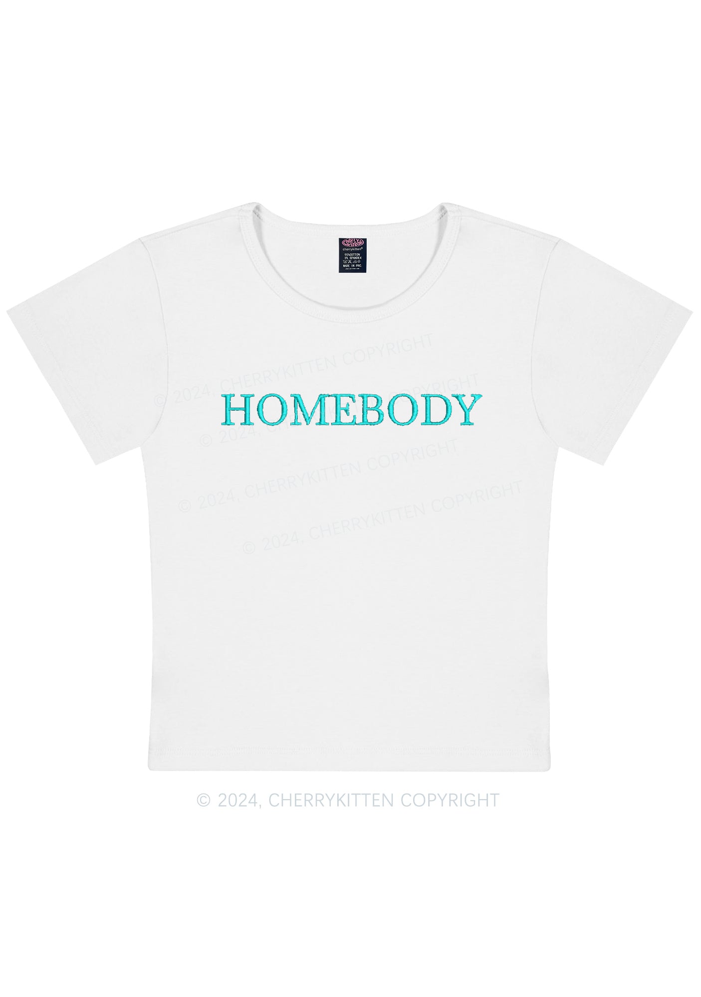 Embroidered Homebody Y2K Baby Tee Cherrykitten