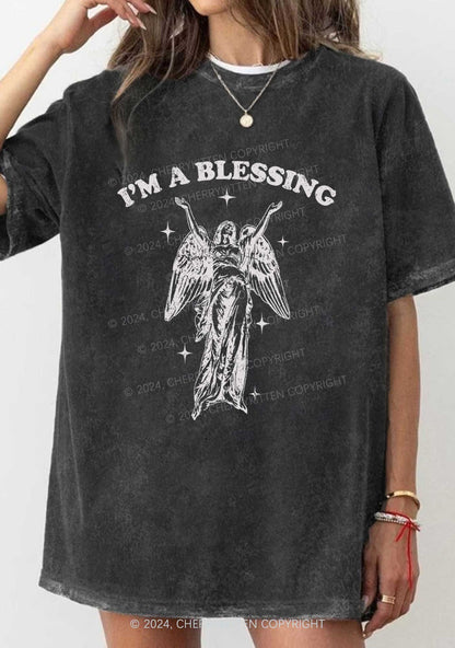 I'm A Blessing Y2K Washed Tee Cherrykitten