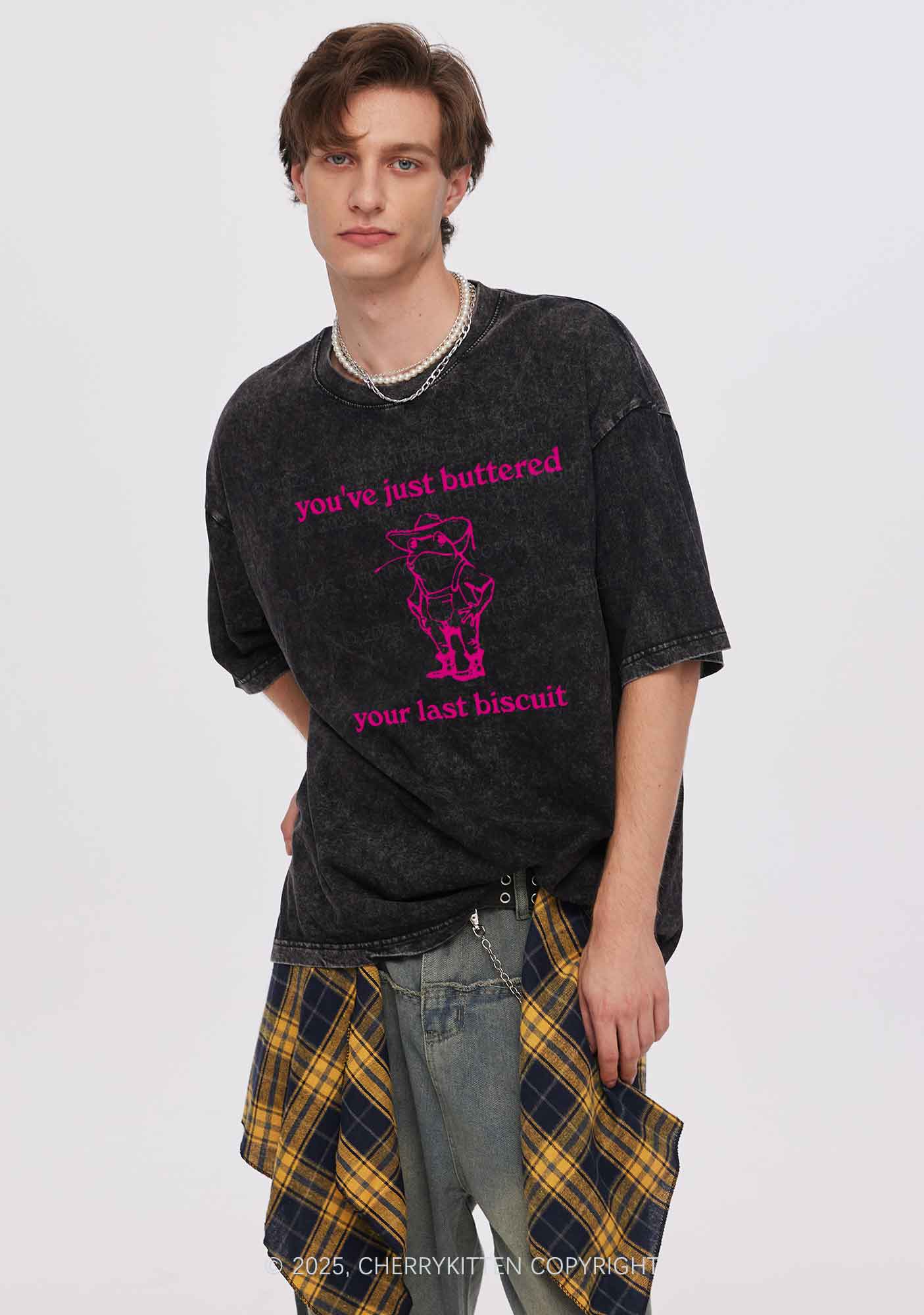 Buttered Your Last Biscuit Y2K Washed Tee Cherrykitten